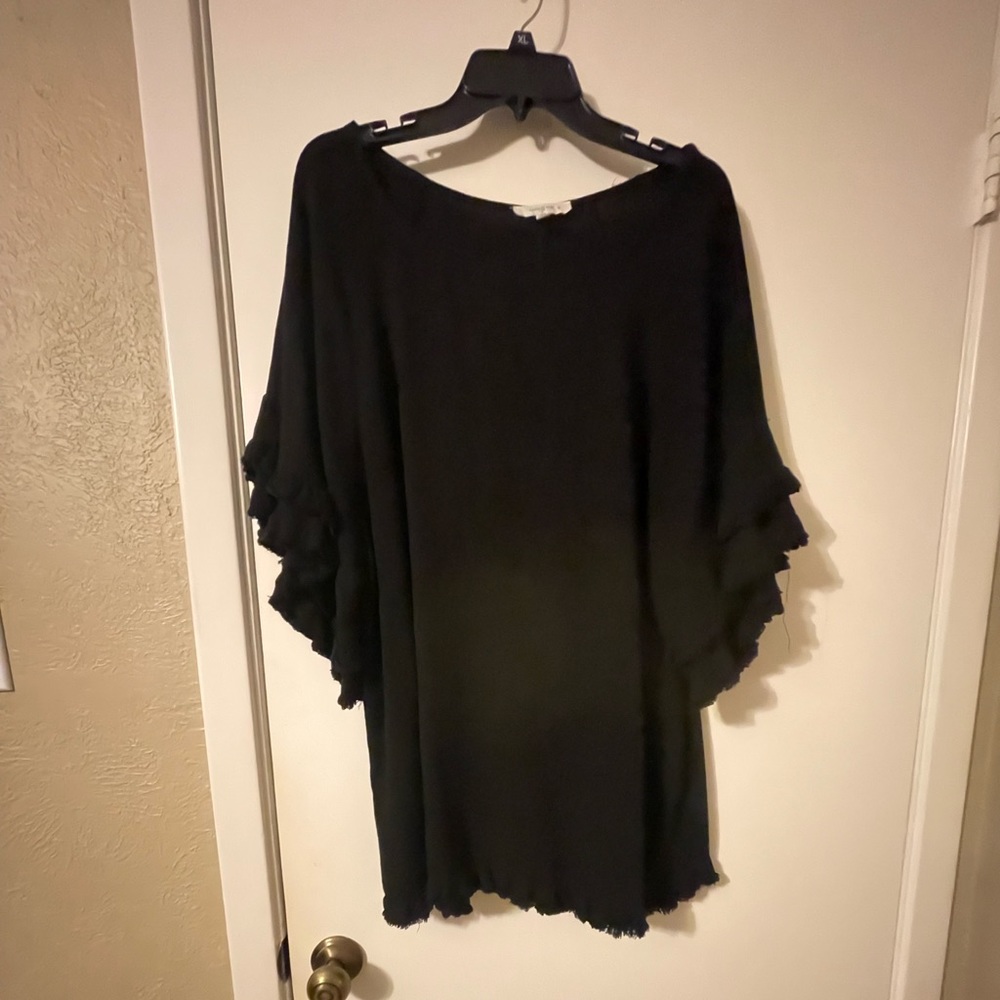 Umgee boho linen blend black tunic top